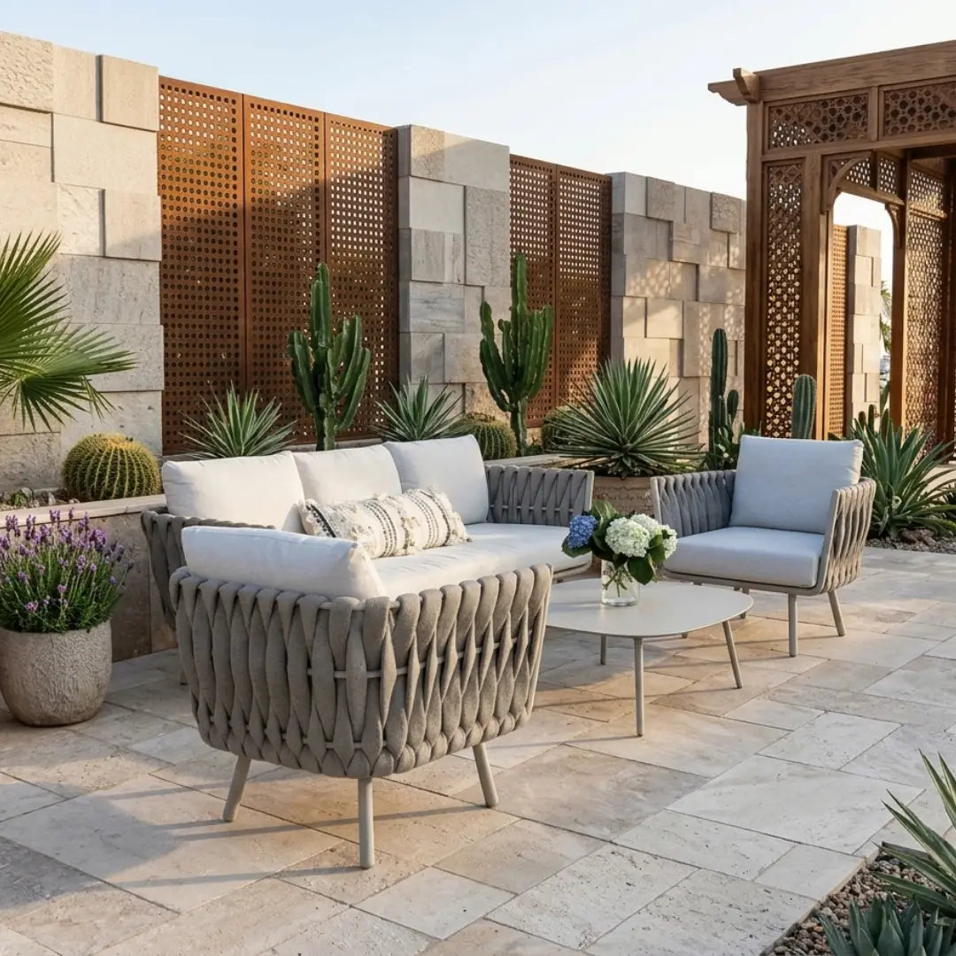 5-Seater Aura Outdoor Sofa Set with Table by RAL | 3+1+1 Seating