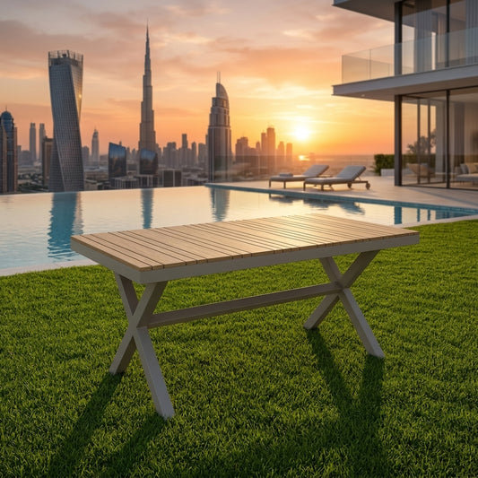 RAL Aluminum Outdoor Dining Table for 6 People – Stylish & Weather-Resistant