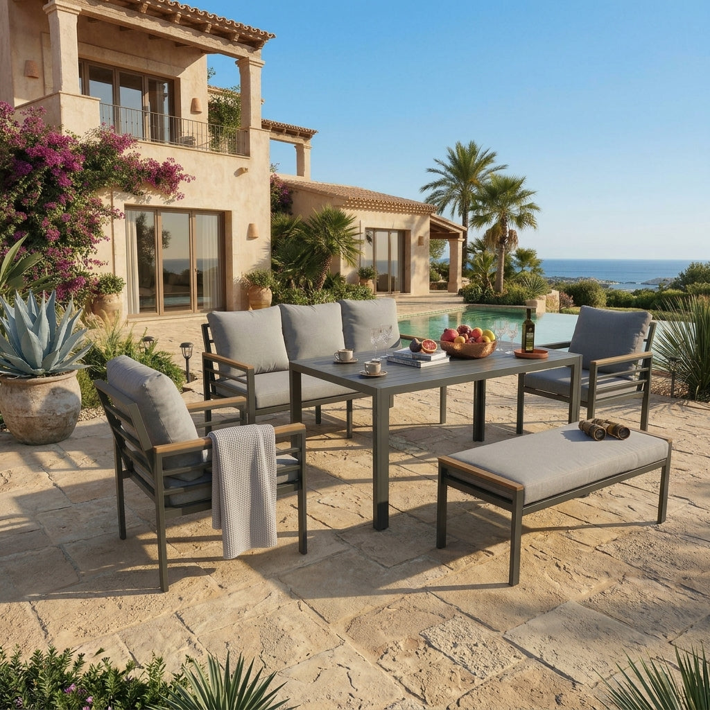 RAL Durable Aluminum Outdoor Sofa with Waterproof Cushions