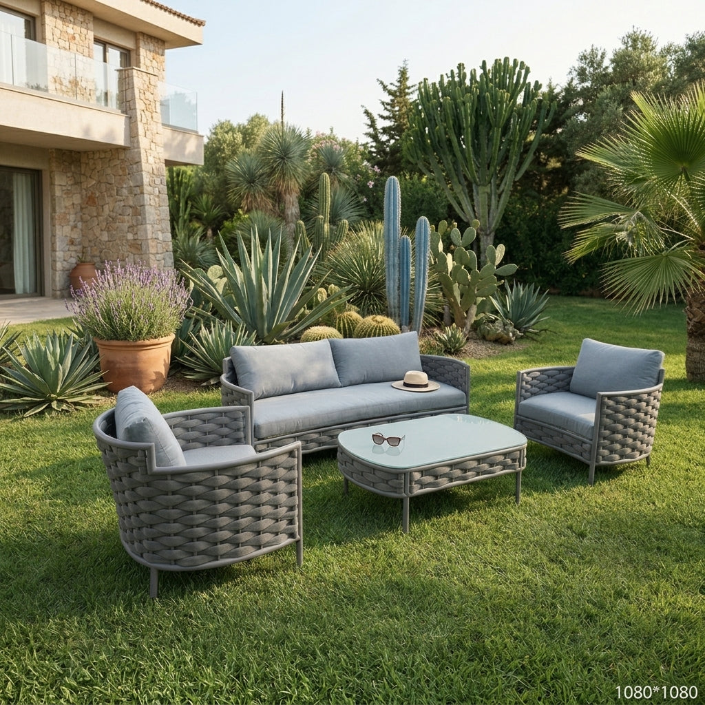 RAL Luxury 4-Seater Outdoor Aluminum Sofa Set with Coffee Table