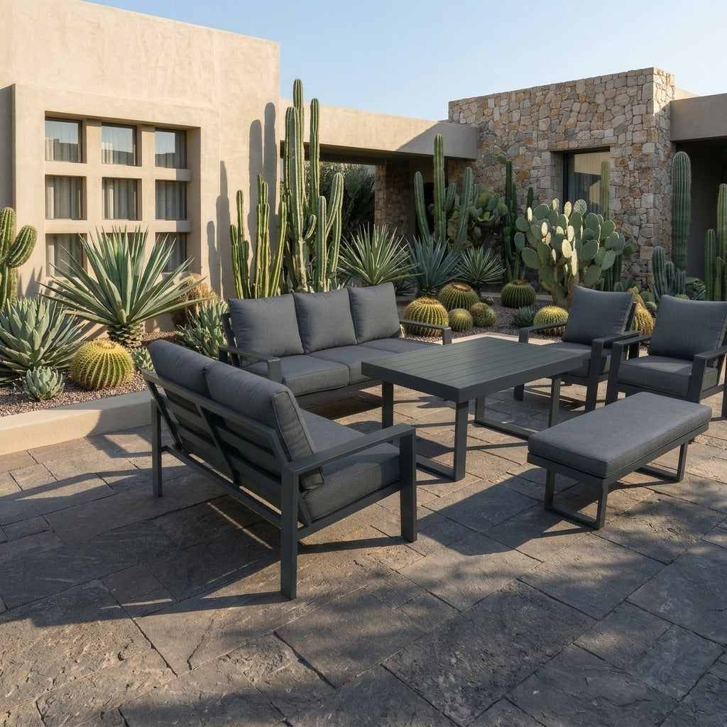 RAL Noir Luxe Outdoor Lounge Sofa Set with Premium All-Weather Cushions