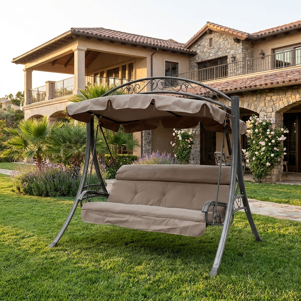 3-Seater Outdoor Swing with Cushion