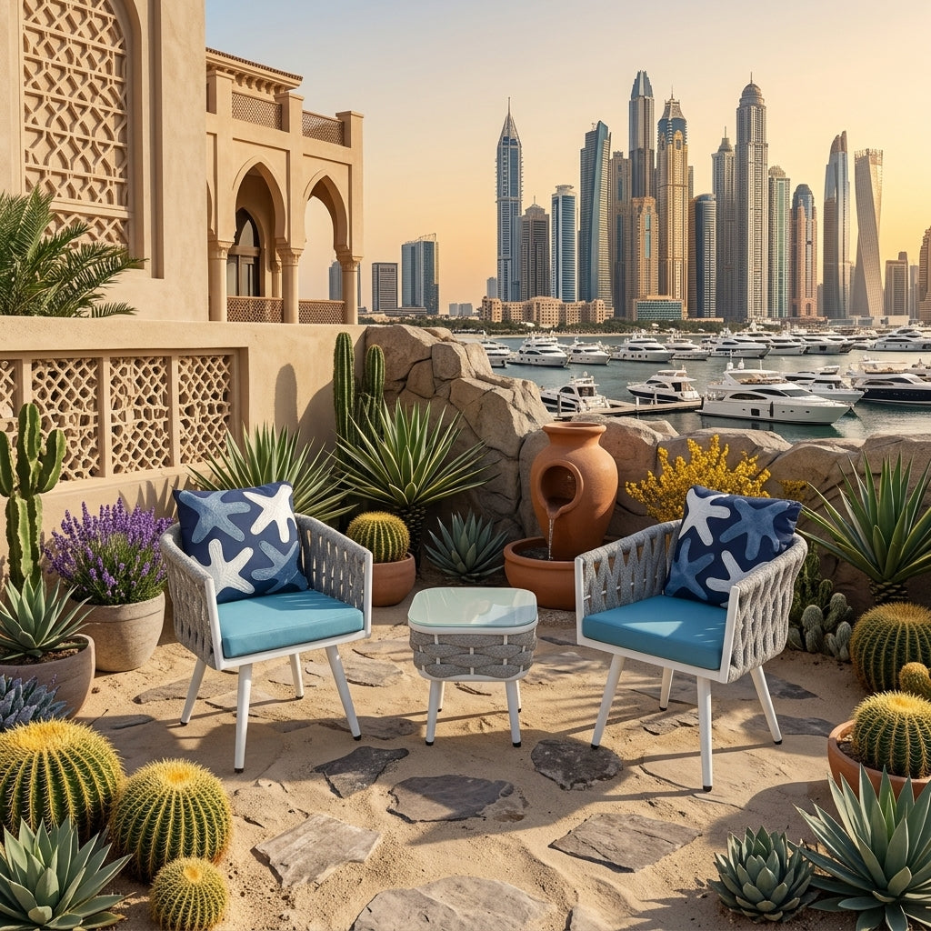 Casa Fiora Outdoor Handmade Rope Balcony Set ( 2 chairs + Coffe Table)