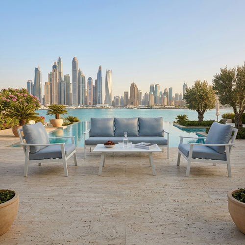 Luxurious White Aluminum Outdoor Sofa Set