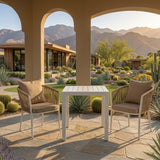 Modern 3-Piece Outdoor Bistro Set – 2 Woven Rope Chairs & Aluminum Coffee Table