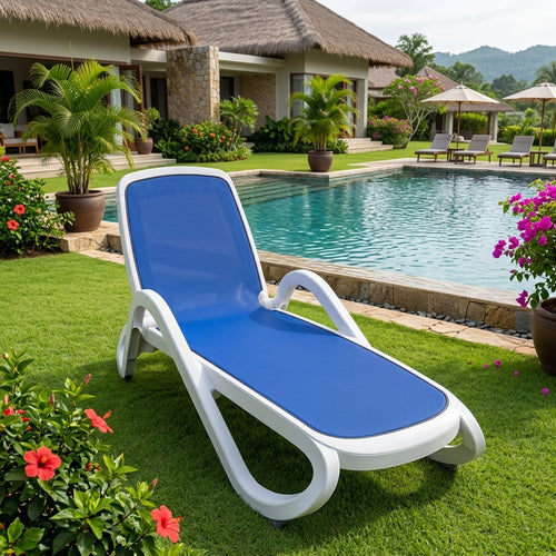 Modern Blue Mesh Outdoor Pool Lounger_(1 Piece )