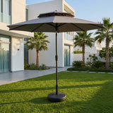 RAL 2.7m Premium Double-Roof Outdoor Patio Umbrella with 22L Refillable Base-Grey