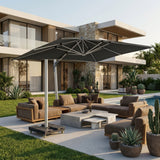 RAL 3x4m Rectangular Cantilever Patio Umbrella with 110kg Wheeled Mobile Base – Dark Grey