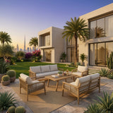 RAL 7-Seater Aluminum Outdoor Sofa Set with Rope Design – Khaki Garden & Patio Furniture UAE