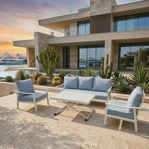 RAL Full Aluminum Outdoor Sofa Set with Adjustable Lift-Top Table