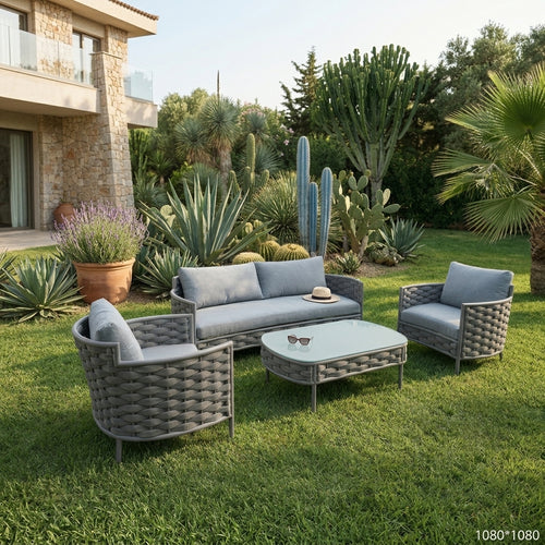 RAL Luxury 4-Seater Outdoor Aluminum Sofa Set with Coffee Table