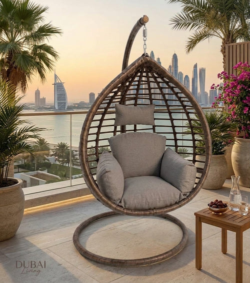 RAL Luxury Hanging Egg Chair with Floral Cushions