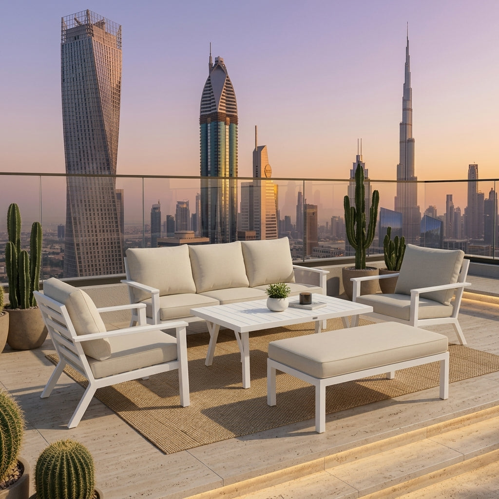 RAL Modern 5-Piece Aluminum Outdoor Sofa Set – Weather-Resistant &amp; Waterproof Cushions
