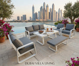 RAL Modern 7-Seaters+ Bench Aluminum Patio Furniture Set with Weather-Resistant Grey Cushions