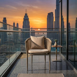 RAL Outdoor Aluminum Rope Dining Chair with Comfort Cushion-Khaki Frame