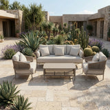 RAL Outdoor Comfort Collection – 5-Seater Patio Sofa Set with Soft Cushions-Grey