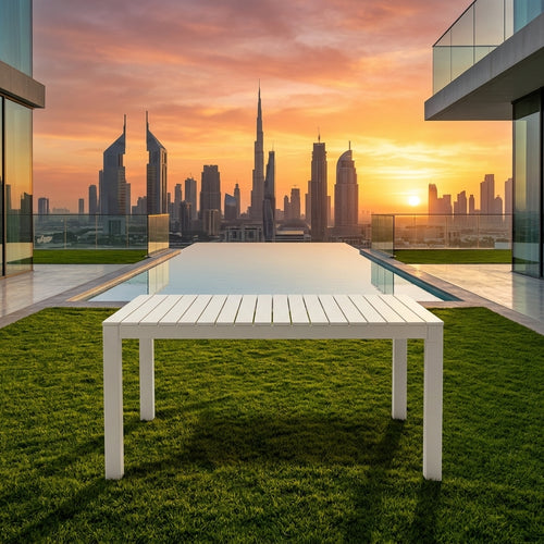 RAL Outdoor Dining Table – Powder-Coated Aluminum Frame & WPC Slatted Top