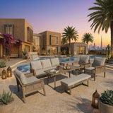 RAL Premium 7-Seater Outdoor Aluminum Lounge & Dining Set with Bench